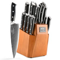 18-Piece Damascus Steel Kitchen Knife Set with Block - Professional Chef Knives with Ergonomic Handles