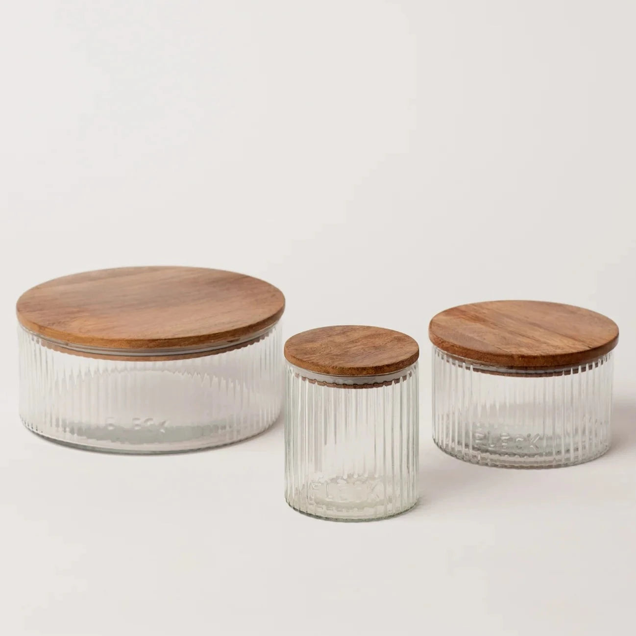 Fluted Glass Storage Jars Set