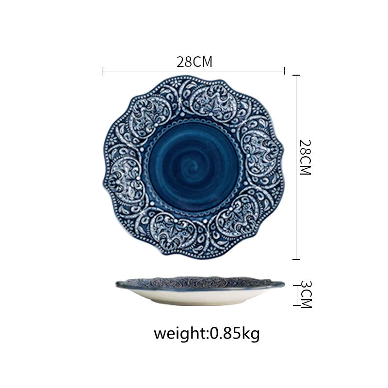 Ceramic Plate and Cutlery Set for Home Steak Dinner