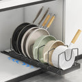 Expandable Under Cabinet Pots and Pans Organizer - Pull-Out Sliding Rack with 10 Adjustable Dividers for Kitchen Storage