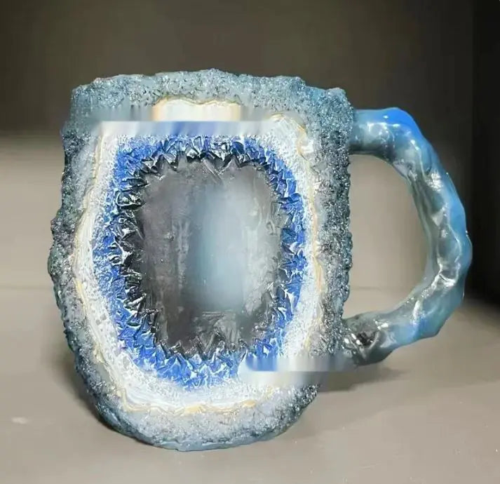 Mineral Crystal Coffee Mug – 400ml Resin Artisan Cup with Handle