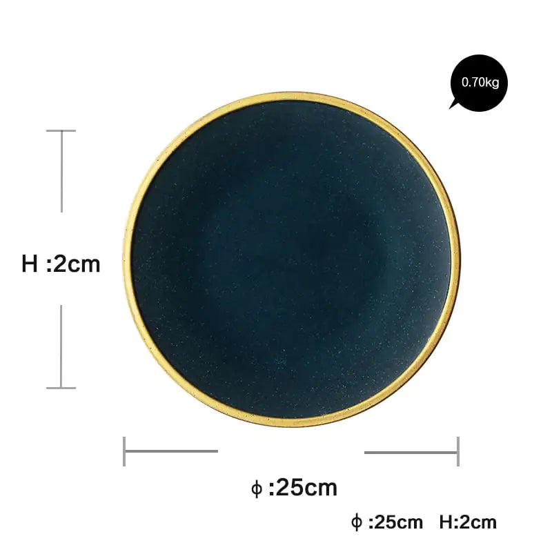 Ceramic Gilt Rim Steak Plate and Bowl Tableware Set