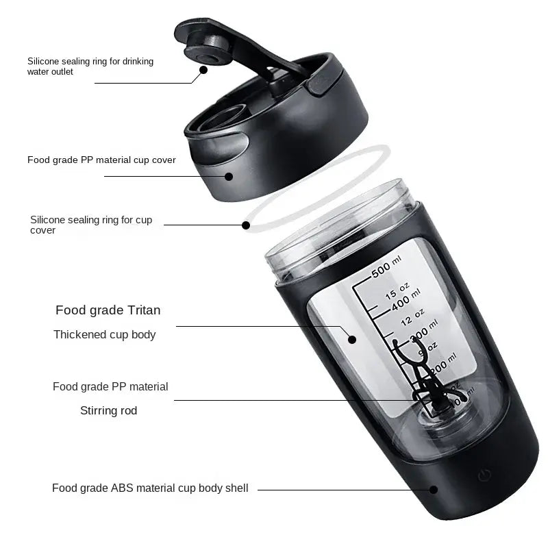 Electric Protein Shaker Bottle - USB Rechargeable Mixer