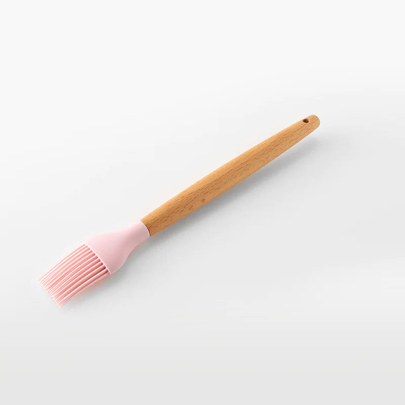 9-Piece Silicone Kitchen Utensil Set with Wooden Handles & Holder