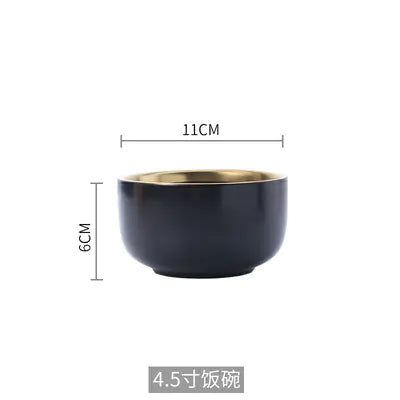 Black and White Round Ceramic Plate Set with Cutlery