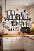 31.5" Ceiling Pot Rack with 12 Hooks - Heavy-Duty Hanging Organizer for Kitchen Cookware Storage