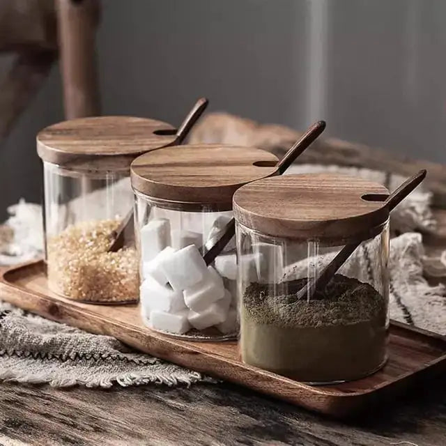 Glass Spice Container for Kitchen Seasoning Storage