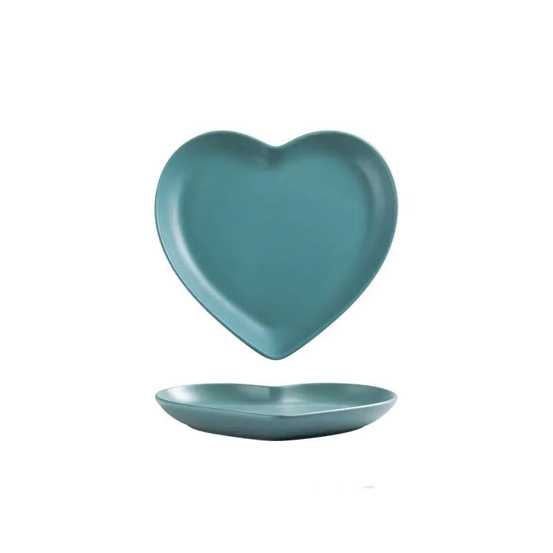 Nordic Heart-Shaped Couple Dinner Plate Set in Ceramic