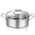 Delarlo Tri-Ply Stainless Steel 5.5QT Cookware Everyday Pan with Glass LidHot Pot kitchen everything pan Chefs PansInduction Cooking Pot Stock Pot