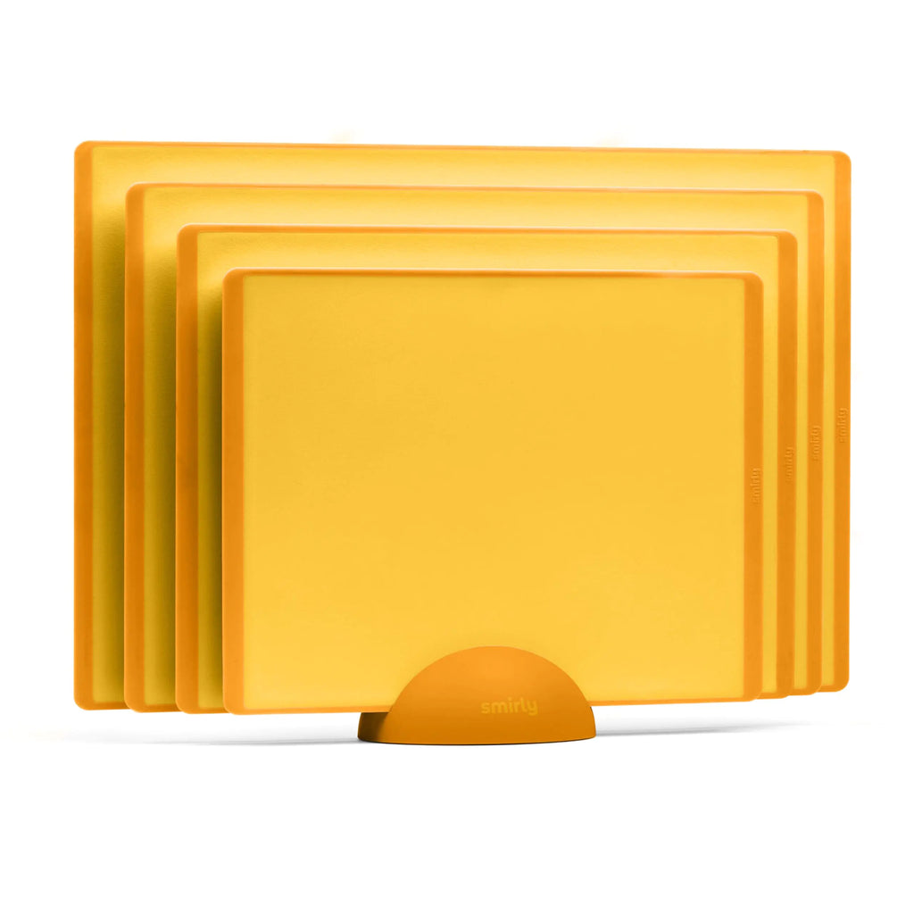 SMIRLY Plastic Cutting Board Set with Holder - Dishwasher Safe Kitchen Cutting Boards
