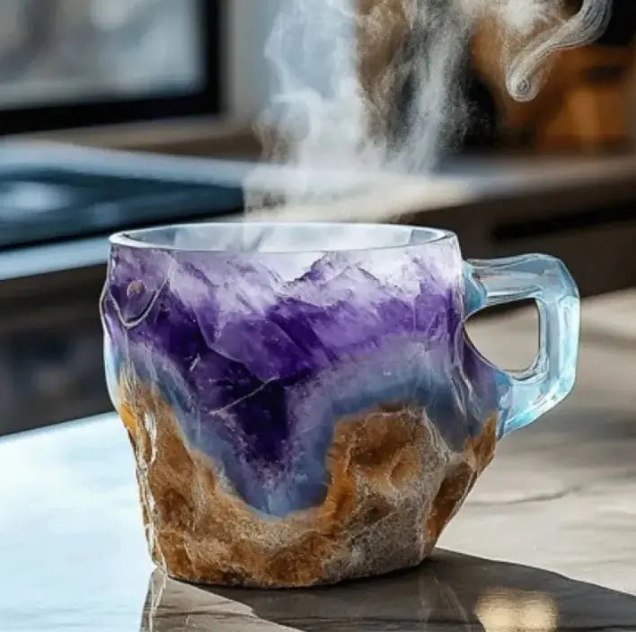 Mineral Crystal Coffee Mug – 400ml Resin Artisan Cup with Handle