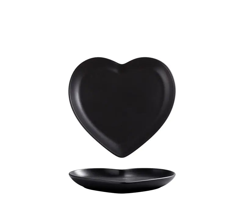 Nordic Heart-Shaped Couple Dinner Plate Set in Ceramic