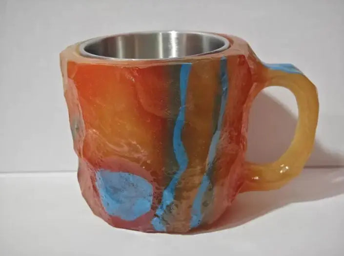 Mineral Crystal Coffee Mug – 400ml Resin Artisan Cup with Handle