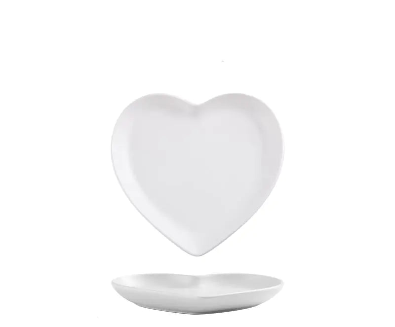 Nordic Heart-Shaped Couple Dinner Plate Set in Ceramic