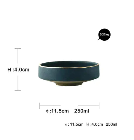 Ceramic Gilt Rim Steak Plate and Bowl Tableware Set