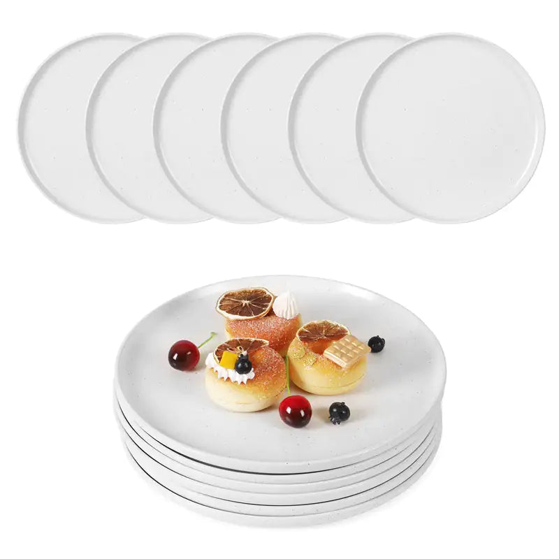 Large Dinner Plates Set of 6 - White Ceramic