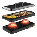 2-Burner Induction Cooktop with Removable Griddle Pan - Temperature Control & Timer for Kitchen and Outdoor BBQ