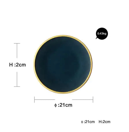 Ceramic Gilt Rim Steak Plate and Bowl Tableware Set