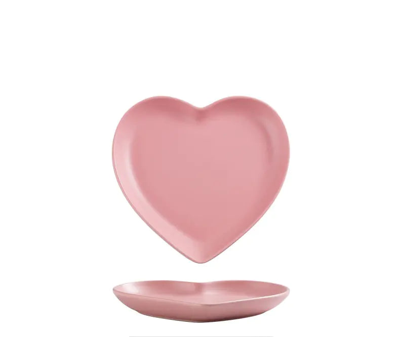 Nordic Heart-Shaped Couple Dinner Plate Set in Ceramic