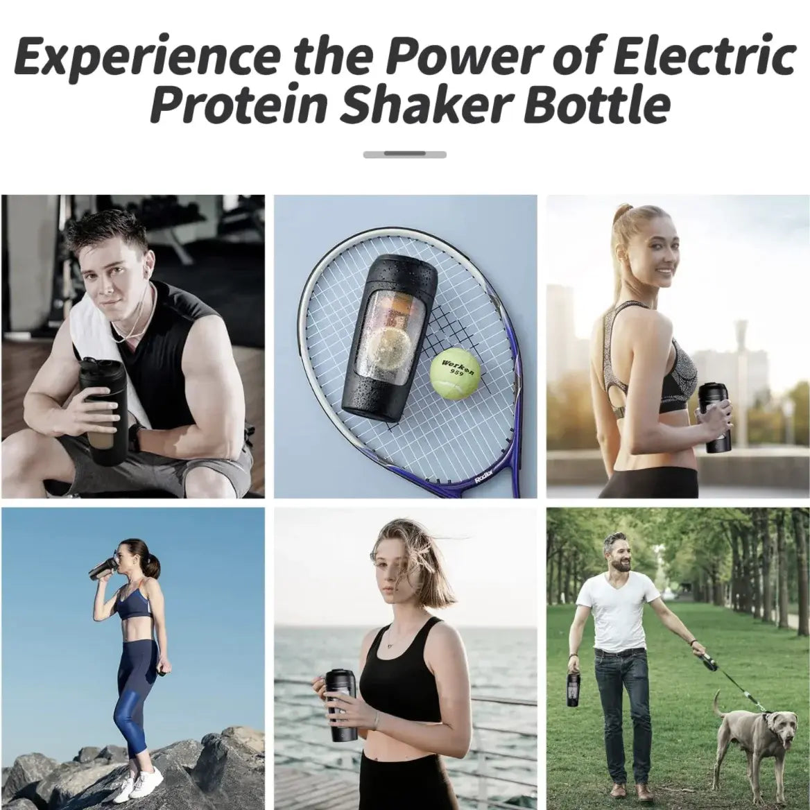 Electric Protein Shaker Bottle - USB Rechargeable Mixer