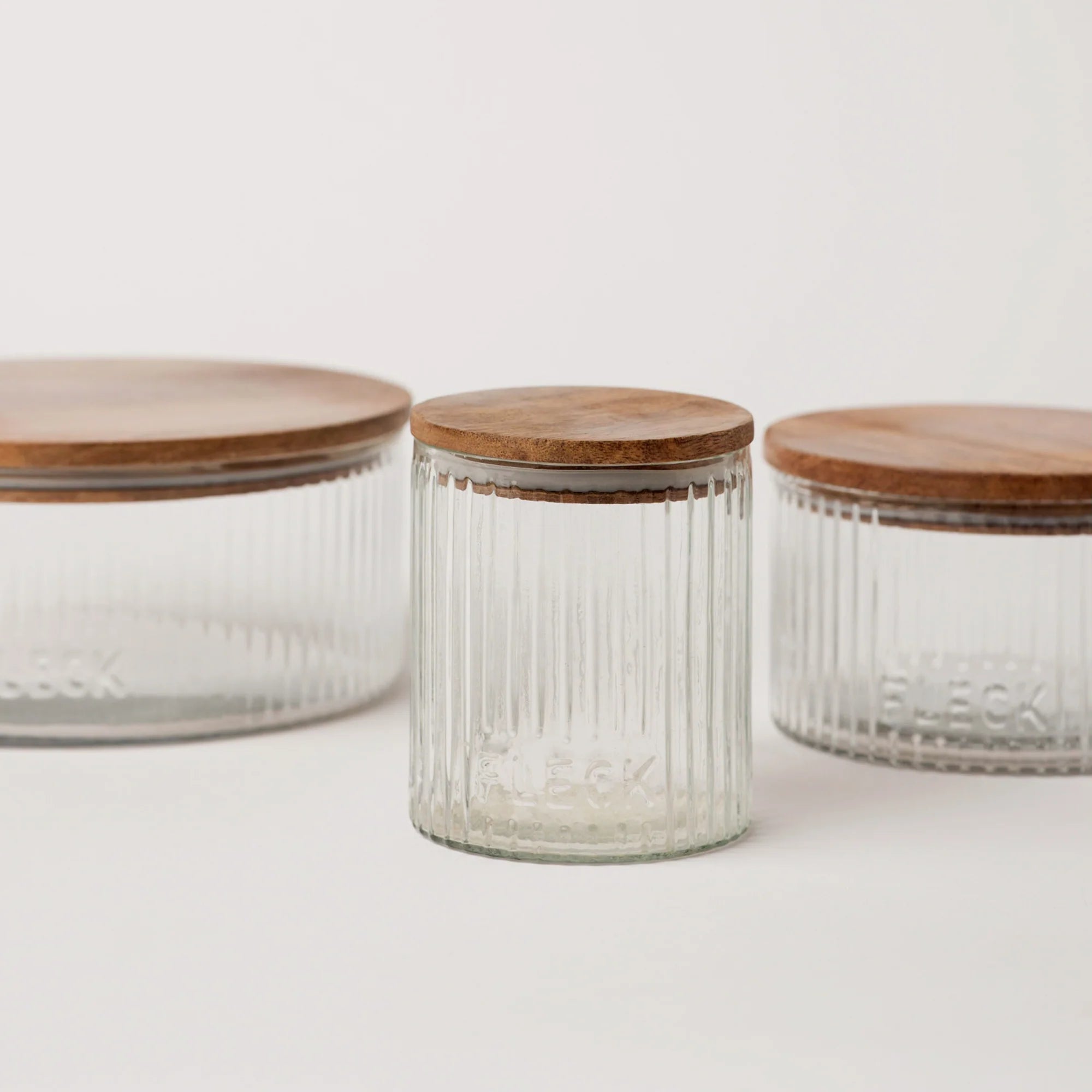 Fluted Glass Storage Jars Set
