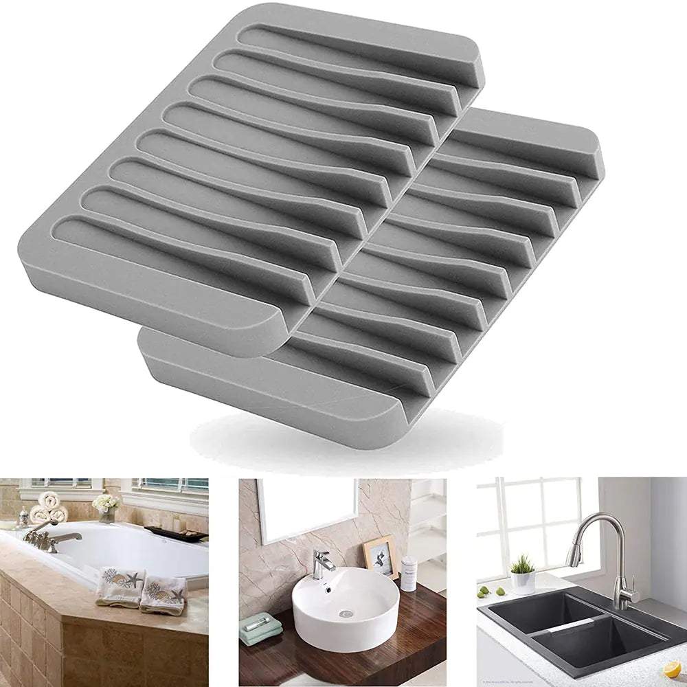 Silicone Soap Dish Tray for Bathroom and Kitchen Supplies