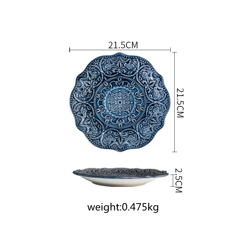 Ceramic Plate and Cutlery Set for Home Steak Dinner