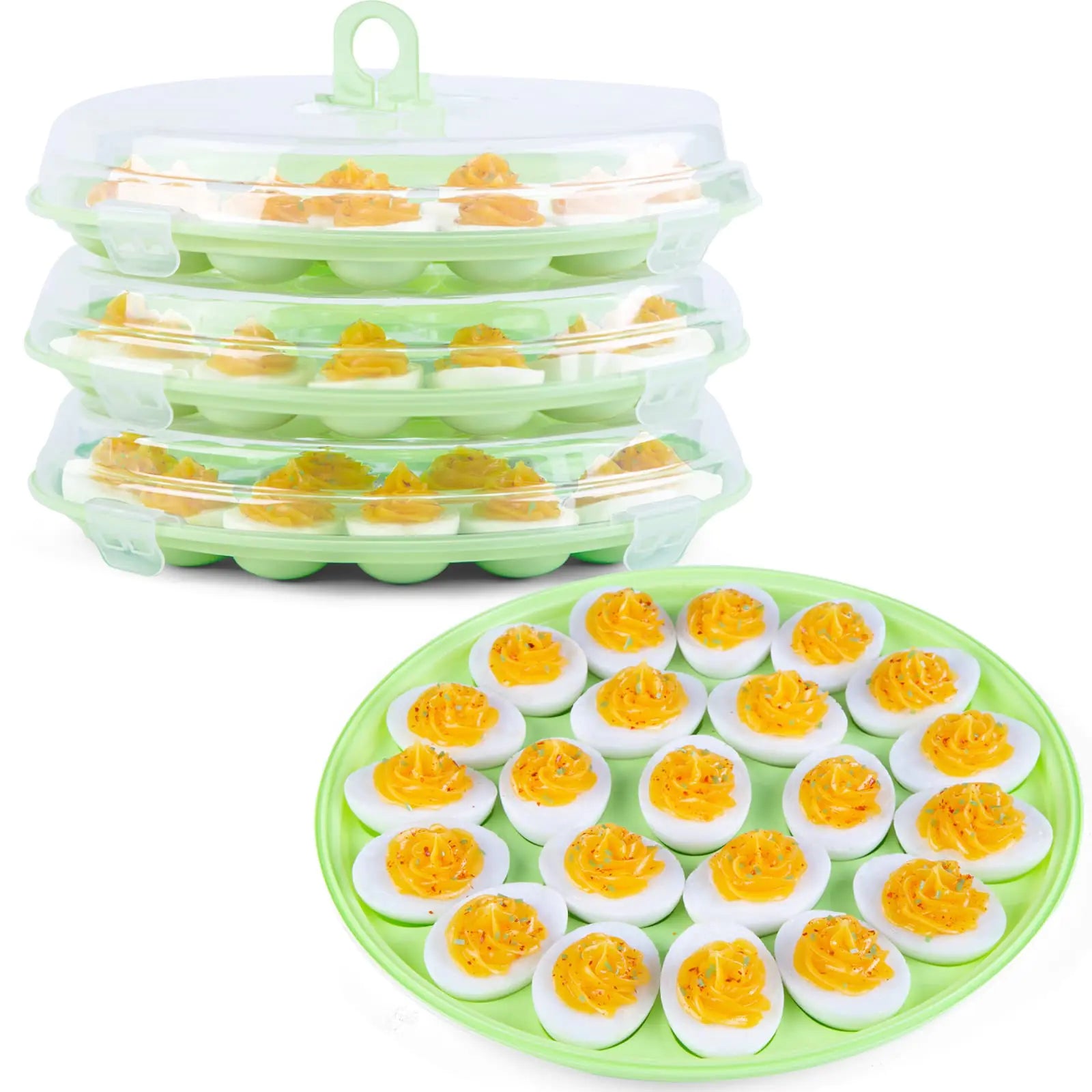 HANSGO Deviled Egg Carrier with Lid - 22 Egg Platter