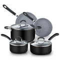 8-Piece Marble Nonstick Cookware Set - Heavy Gauge Pots & Pans with Glass Lids