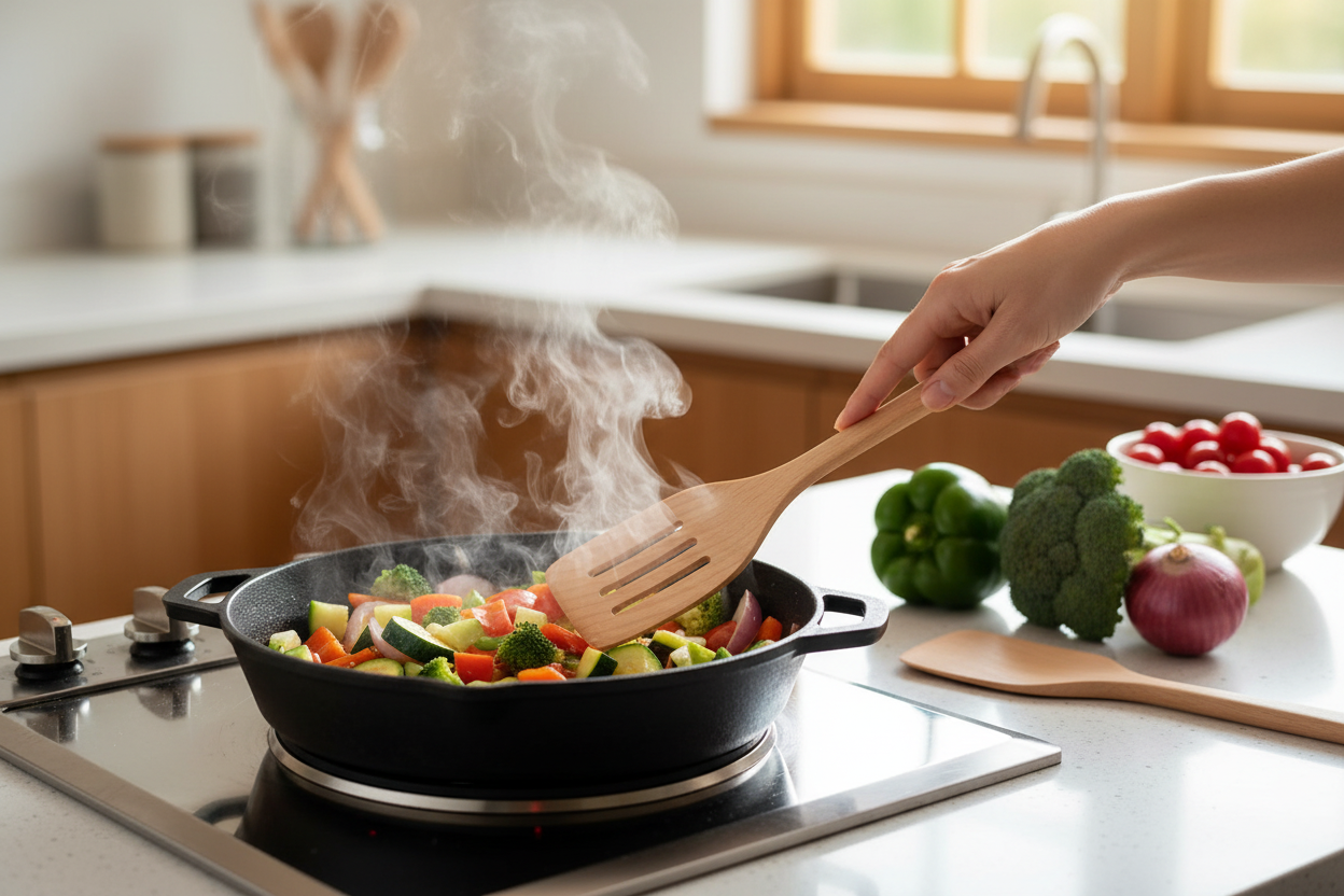 Wooden spatula set lifestyle photo