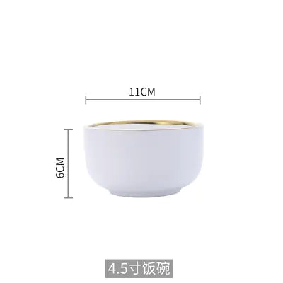 Black and White Round Ceramic Plate Set with Cutlery