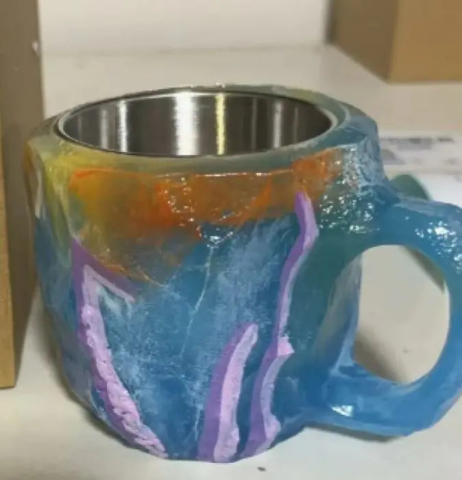 Mineral Crystal Coffee Mug – 400ml Resin Artisan Cup with Handle