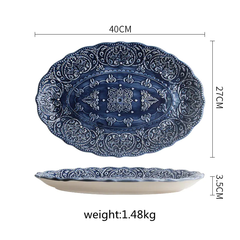 Ceramic Plate and Cutlery Set for Home Steak Dinner